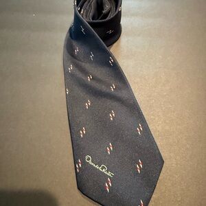 Oscar de la Renta Dark Blue Tie with Red and White Details